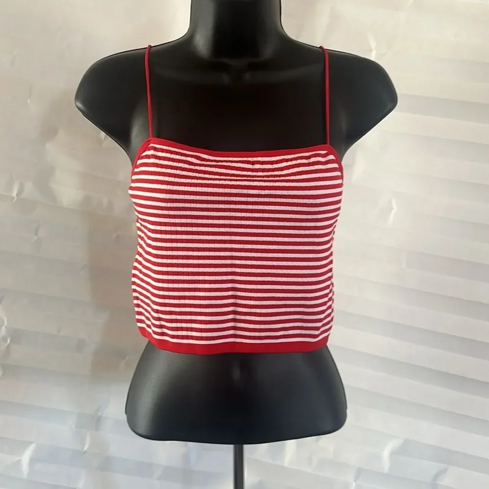 Red/white Stripe Women's/Juniors Tank Top Spaghetti Strap Size M/L